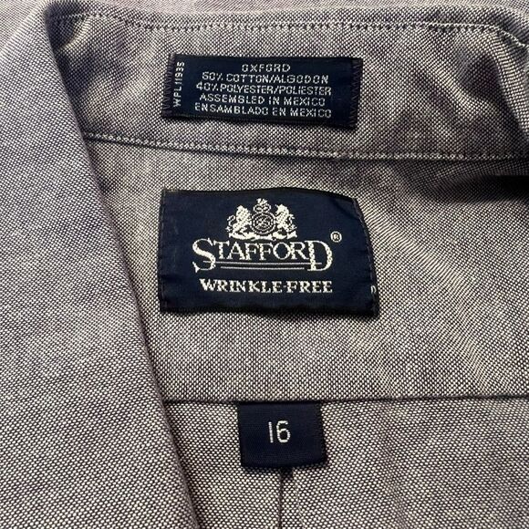 Stafford light blue wrinkle free button down shirt - Picture 3 of 5